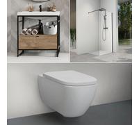 evineo ineo « Petite salle de bains » avec ensemble de meubles l: 80 cm, WC et douche, BE-Bad-Set12,