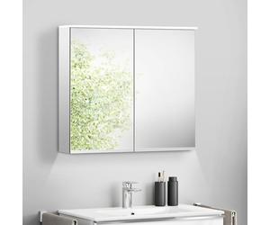 evineo ineo PRO Armoire de toilette l : 80 H : 71 P : 18 cm, avec éclairage de lavabo, 2 portes, BEA049MI,
