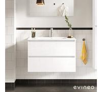 evineo ineo2 Meuble sous-vasque l : 101 cm, 2 tiroirs, avec poignée encastrée, vasque blanche,, BE0407WH+BE0702WH,