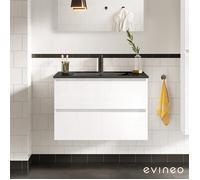 evineo ineo2 Meuble sous-vasque l : 101 cm, 2 tiroirs, avec poignée encastrée, vasque noir mat,, BE0407BH+BE0702WH,