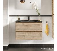 evineo ineo2 Meuble sous-vasque l : 101 cm, 2 tiroirs, avec poignée encastrée, vasque noir mat,, BE0407BH+BE0702OP,