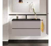 evineo ineo2 Meuble sous-vasque l: 101 cm, 2 tiroirs, avec poignée encastrée, vasque noire mate,, BE0407BH+BE0702FM,