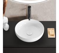 evineo ineo3 Vasque à poser Ø 38 H: 11 cm, surface facile à entretenir, BE0931WH,