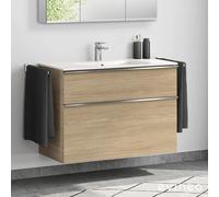 evineo ineo4 Meuble bas l: 101 cm, 2 tiroirs, avec poignée, pour vasque Duravit ME by Starck,, BE0267OA,