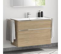 evineo ineo4 Meuble bas l: 101 cm, 2 tiroirs, avec poignée, vasque blanche,, BE0836WH+BE0202O BL001197,