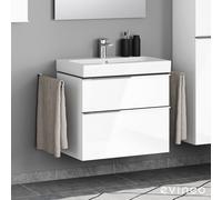 evineo ineo4 Meuble bas l: 74 cm, 2 tiroirs, avec poignée, pour lavabo Geberit iCon & Acanto,, BE0220WH,