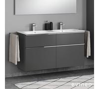 evineo ineo4 Meuble sous-vasque l : 129 cm, 4 tiroirs, avec poignée, pour double vasque Renova Plan Slim de Geberit,, BE0235AN,