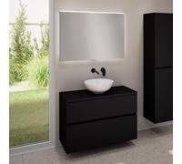 evineo ineo5 evo Meuble bas l: 100 cm, 2 tiroirs, vasque ineo3 Ø 41,5 cm blanche, avec miroir éclairé ineo,, BE0930WH+BE0958BM+BE0964BM+BEA011MI,