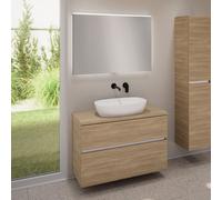 evineo ineo5 evo Meuble bas l: 100 cm, 2 tiroirs, vasque ineo3 l: 60 cm, blanc mat, avec miroir éclairé ineo,, BE0929WM+BE0958OA+BE0964OA+BEA011MI,