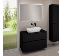 evineo ineo5 evo Meuble bas l: 100 cm, 2 tiroirs, vasque ineo3 l: 60 cm, blanc mat, avec miroir éclairé ineo,, BE0929WM+BE0958BM+BE0964BM+BEA011MI,
