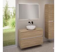 evineo ineo5 evo Meuble bas l: 100 cm, 2 tiroirs, vasque ineo6 Ø 41,5 cm blanche, avec miroir éclairé ineo,, BE0936WH+BE0958O BE0964O BEA011MI,