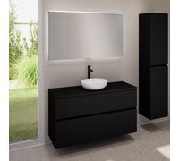 evineo ineo5 evo Meuble bas l: 120 cm, 2 tiroirs, vasque ineo3 Ø 38 cm blanche mate, avec miroir éclairé ineo,, BE0931WM+BE0959BM+BE0965BM+BEA012MI,