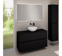 evineo ineo5 evo Meuble bas l: 120 cm, 2 tiroirs, vasque ineo3 Ø 41,5 cm blanche, avec miroir éclairé ineo,, BE0930WH+BE0959BM+BE0965BM+BEA012MI,