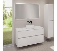 evineo ineo5 evo Meuble bas l: 120 cm, 2 tiroirs, vasque ineo6 Ø 39 cm blanche, avec miroir éclairé ineo,, BE0935WH+BE0959WH+BE0965WH+BEA012MI,