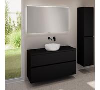 evineo ineo5 evo Meuble bas l: 120 cm, 2 tiroirs, vasque ineo6 Ø 39 cm blanche mate, avec miroir éclairé ineo,, BE0935WM+BE0959BM+BE0965BM+BEA012MI,