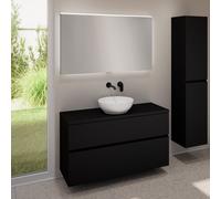 evineo ineo5 evo Meuble bas l: 120 cm, 2 tiroirs, vasque ineo6 Ø 41,5 cm blanche mate, avec miroir éclairé ineo,, BE0936WM+BE0959BM+BE0965BM+BEA012MI,