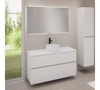 evineo ineo5 evo Meuble bas l: 120 cm, 2 tiroirs, vasque ineo7 Ø 36 cm blanche, avec miroir éclairé ineo,, BE0942WH+BE0959WM+BE0965WM+BEA012MI,