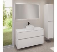 evineo ineo5 evo Meuble bas l: 120 cm, 2 tiroirs, vasque ineo7 Ø 36 cm blanche mate, avec miroir éclairé ineo,, BE0942WM+BE0959WM+BE0965WM+BEA012MI,