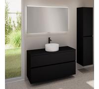 evineo ineo5 evo Meuble bas l: 120 cm, 2 tiroirs, vasque ineo7 Ø 36 cm blanche mate, avec miroir éclairé ineo,, BE0942WM+BE0959BM+BE0965BM+BEA012MI,