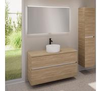 evineo ineo5 evo Meuble bas l: 120 cm, 2 tiroirs, vasque ineo7 Ø 36 cm blanche mate, avec miroir éclairé ineo,, BE0942WM+BE0959OA+BE0965OA+BEA012MI,