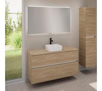 evineo ineo5 evo Meuble bas l: 120 cm, 2 tiroirs, vasque ineo7 l: 37,5 cm, blanc, avec miroir éclairé ineo,, BE0940WH+BE0959OA+BE0965OA+BEA012MI,