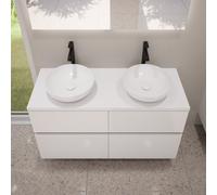 evineo ineo5 evo Meuble bas l: 120 cm, 4 tiroirs, 2 vasques ineo3 Ø 37 cm blanches,, BE0960WH+BE0965WH+2#BE0931WH,