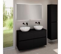 evineo ineo5 evo Meuble bas l: 120 cm, 4 tiroirs, 2 vasques ineo6 Ø 41,5 cm blanches, avec miroir éclairé ineo,, 2#BE0936WH+BE0960BM+BE0965BM+BEA012MI,