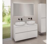 evineo ineo5 evo Meuble bas l: 120 cm, 4 tiroirs, 2 vasques ineo6 l: 52 cm, blanc, avec miroir éclairé ineo,, 2#BE0932WH+BE0960WH+BE0965WH+BEA012MI,