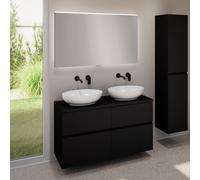 evineo ineo5 evo Meuble bas l: 120 cm, 4 tiroirs, 2 vasques ineo6 l: 52 cm, blanc, avec miroir éclairé ineo,, 2#BE0932WH+BE0960BM+BE0965BM+BEA012MI,