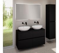 evineo ineo5 evo Meuble bas l: 120 cm, 4 tiroirs, 2 vasques ineo6 l: 52 cm, blanc mat, avec miroir éclairé ineo,, 2#BE0932WM+BE0960BM+BE0965BM+BEA012MI,