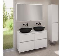 evineo ineo5 evo Meuble bas l: 120 cm, 4 tiroirs, 2 vasques ineo6 l: 52 cm, noir mat, avec miroir éclairé ineo,, 2#BE0932BM+BE0960WH+BE0965WH+BEA012MI,