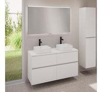 evineo ineo5 evo Meuble bas l: 120 cm, 4 tiroirs, 2 vasques ineo7 l: 37,5 cm, blanc, avec miroir éclairé ineo,, 2#BE0940WH+BE0960WM+BE0965WM+BEA012MI,