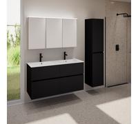 evineo ineo5 evo Meuble bas l: 120 cm, 4 tiroirs, plan vasque double slim blanc, avec armoire de toilette ineo,, BE0837WH+BE0960BM+BEA004MI,