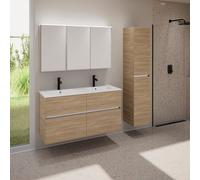 evineo ineo5 evo Meuble bas l: 120 cm, 4 tiroirs, plan vasque double slim blanc, avec armoire de toilette ineo,, BE0837WH+BE0960OA+BEA004MI,
