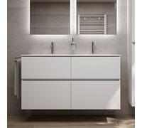 evineo ineo5 evo Meuble bas l: 128 cm, 4 tiroirs, avec poignée encastrée, pour vasque Duravit ME by Starck,, BE0717WH,