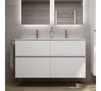 evineo ineo5 evo Meuble bas l: 128 cm, 4 tiroirs, avec poignée encastrée, pour vasque Duravit ME by Starck,, BE0717WM,