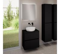evineo ineo5 evo Meuble bas l: 60 cm, 2 tiroirs, vasque ineo6 Ø 39 cm blanche, avec miroir éclairé ineo,, BE0935WH+BE0956BM+BE0962BM+BEA009MI,