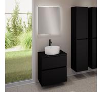 evineo ineo5 evo Meuble bas l: 60 cm, 2 tiroirs, vasque ineo7 Ø 36 cm blanche mate, avec miroir éclairé ineo,, BE0942WM+BE0956BM+BE0962BM+BEA009MI,