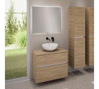 evineo ineo5 evo Meuble bas l: 80 cm, 2 tiroirs, vasque ineo3 Ø 41,5 cm blanche mate, avec miroir éclairé ineo,, BE0930WM+BE0957OA+BE0963OA+BEA010MI,