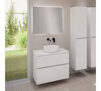 evineo ineo5 evo Meuble bas l: 80 cm, 2 tiroirs, vasque ineo6 Ø 39 cm blanche, avec miroir éclairé ineo,, BE0935WH+BE0957WH+BE0963WH+BEA010MI,