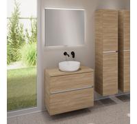 evineo ineo5 evo Meuble bas l: 80 cm, 2 tiroirs, vasque ineo6 Ø 39 cm blanche mate, avec miroir éclairé ineo,, BE0935WM+BE0957OA+BE0963OA+BEA010MI,