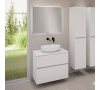 evineo ineo5 evo Meuble bas l: 80 cm, 2 tiroirs, vasque ineo6 l: 52 cm, blanc mat, avec miroir éclairé ineo,, BE0932WM+BE0957WM+BE0963WM+BEA010MI,