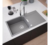 evineo line 200 Évier de cuisine avec surface de dépose latérale l: 100 P: 51 cm, MAD100LGR,