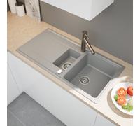 evineo line 350 Évier de cuisine avec demi-cuve et surface de dépose l: 100 P: 50 cm, ELD150LGR,