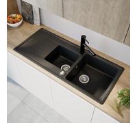 evineo line 350 Évier de cuisine avec demi-cuve et surface de dépose l: 116 P: 50 cm, ELD200AN,