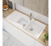 evineo line 350 Évier de cuisine avec demi-cuve et surface de dépose l: 116 P: 50 cm, ELD200WE,