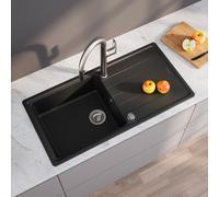 evineo line 350 Évier de cuisine avec surface de dépose latérale l: 100 P: 50 cm, ELD100LAN,