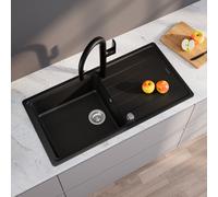 evineo line 350 Évier de cuisine avec surface de dépose latérale l: 100 P: 50 cm, ELD100LBL,