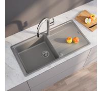 evineo line 350 Évier de cuisine avec surface de dépose latérale l: 100 P: 50 cm, ELD100LGR,