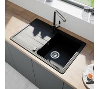 evineo line 350 Évier de cuisine avec surface de dépose latérale l: 78 P: 50 cm, ELD100SBL,